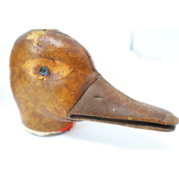 Vintage Hand-Tooled Leather Wrapped Duck 12" Wine Bottle/Decanter from Italy - Picture 6 of 15